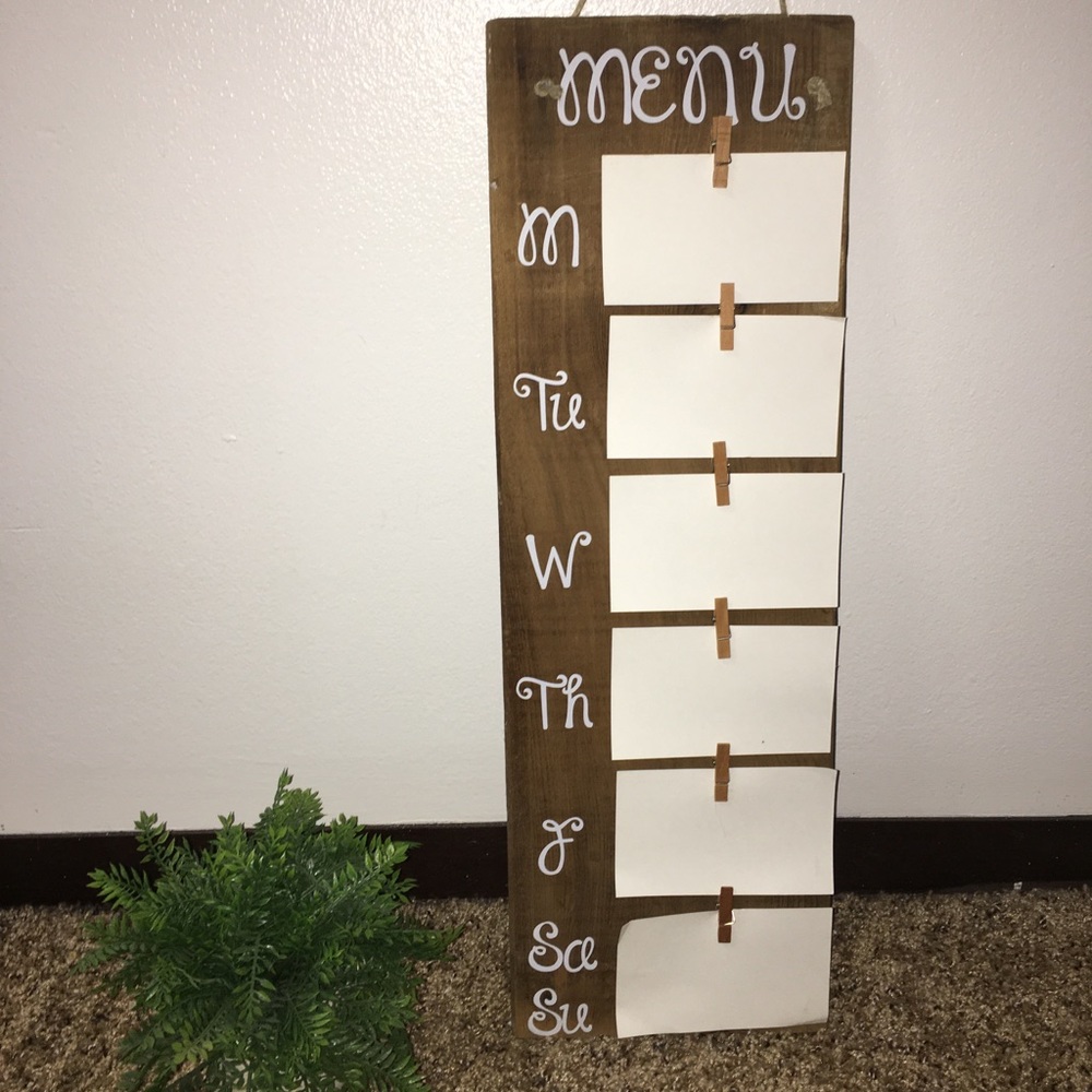 Weekly menu board